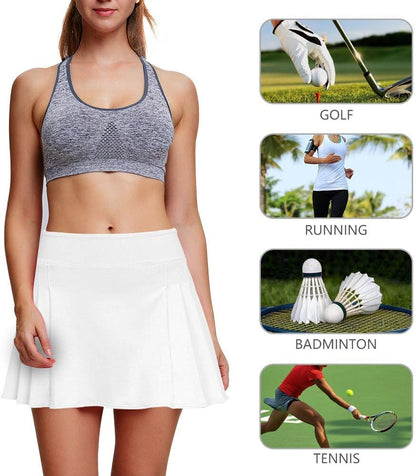 Womens Tennis Skirt Pleated Workout Golf Skirts with Pockets Lightweight Skorts for Tennis Golf Running Yoga