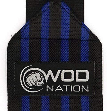 Durable Unisex Black & Dark Blue Weightlifting Wrist Wraps (1 Pair)