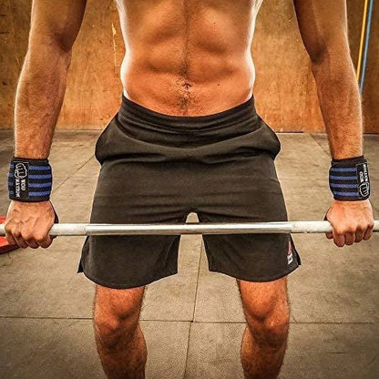 Durable Unisex Black & Dark Blue Weightlifting Wrist Wraps (1 Pair)