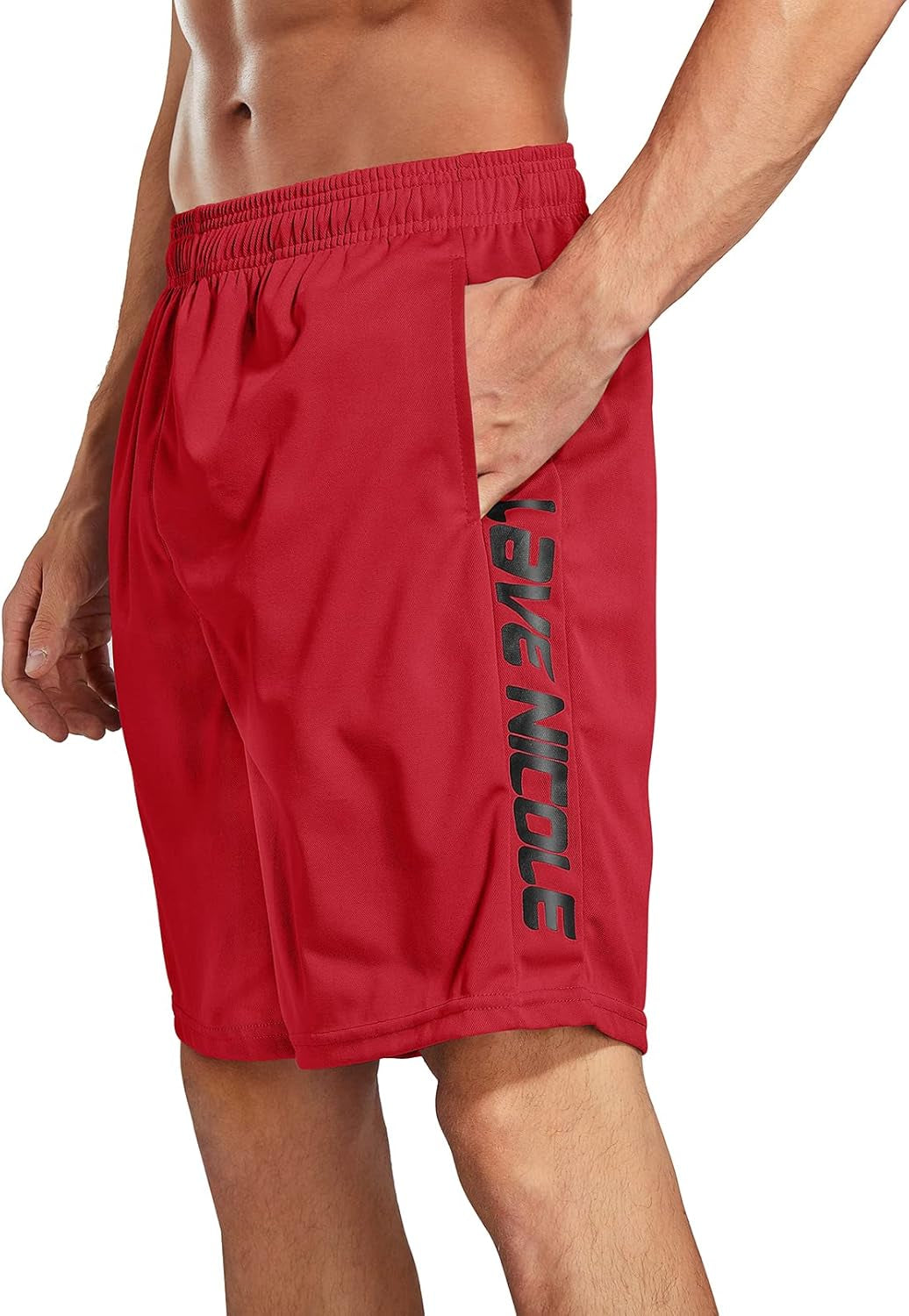 2 Pack Mens Workout Shorts Elastic Waist Athletic Gym Running Basketball Tennis Shorts for Men 7'' Inseam with Pocket (Grey/Red XL)