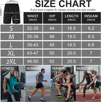 2 Pack Mens Workout Shorts Elastic Waist Athletic Gym Running Basketball Tennis Shorts for Men 7'' Inseam with Pocket (Grey/Red XL)