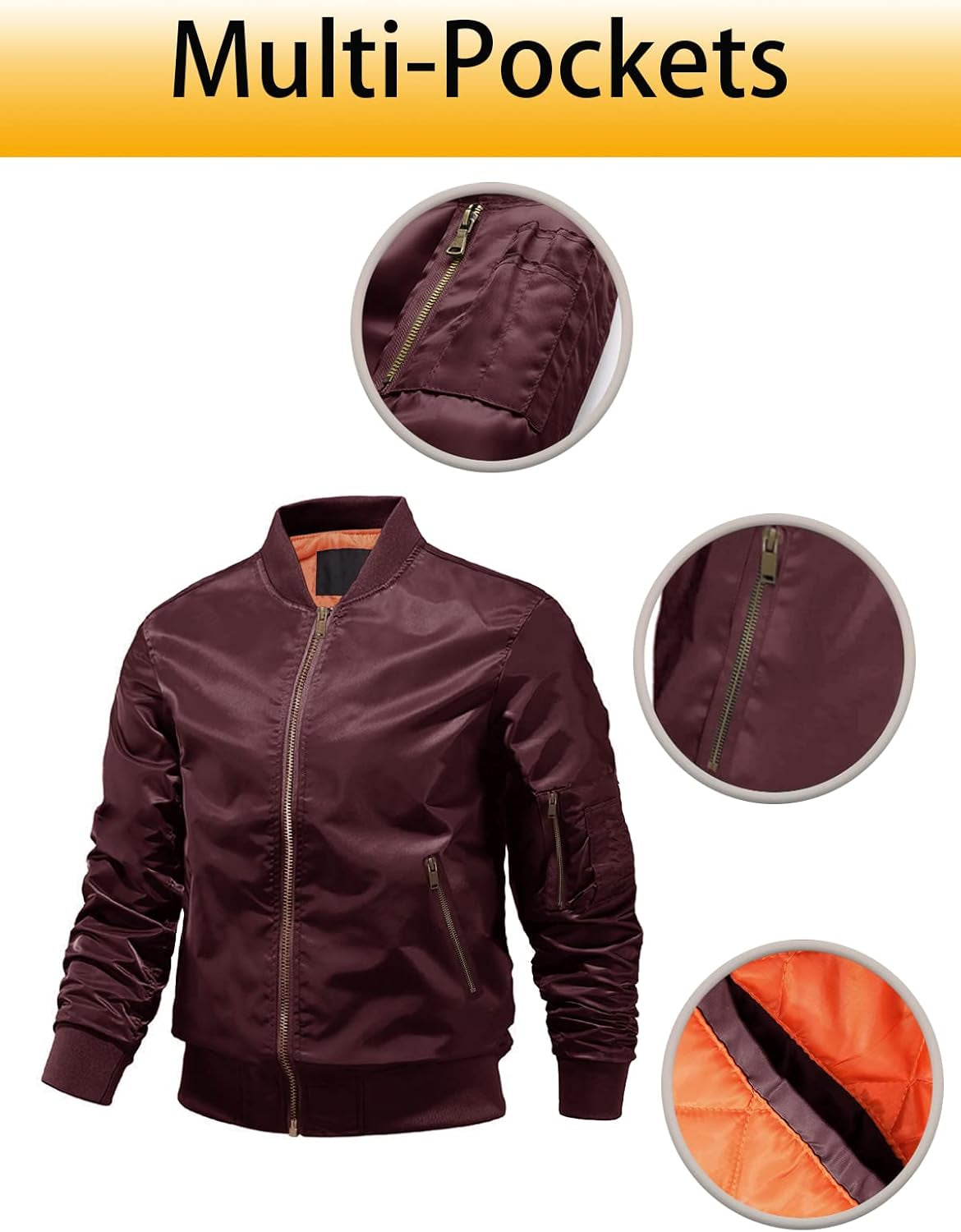 Men'S Lightweight Jacket Winter Warm up Jacket Thick Full Zip Jacket Coat Bomber Varsity Jacket Windbreaker