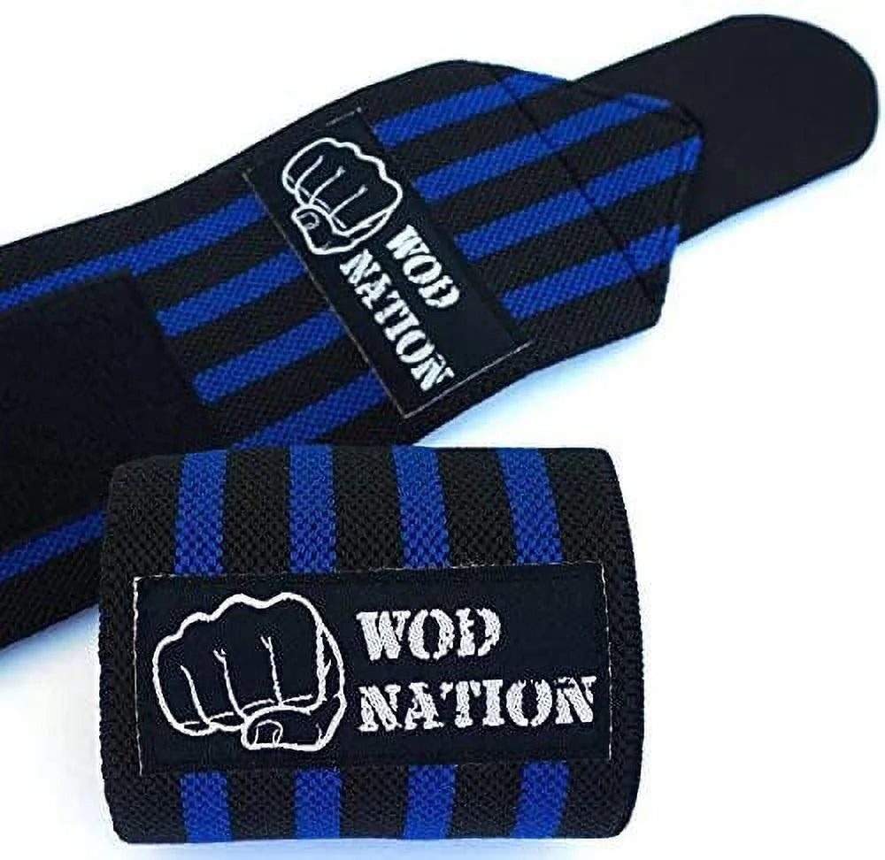 Durable Unisex Black & Dark Blue Weightlifting Wrist Wraps (1 Pair)