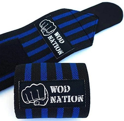 Durable Unisex Black & Dark Blue Weightlifting Wrist Wraps (1 Pair)