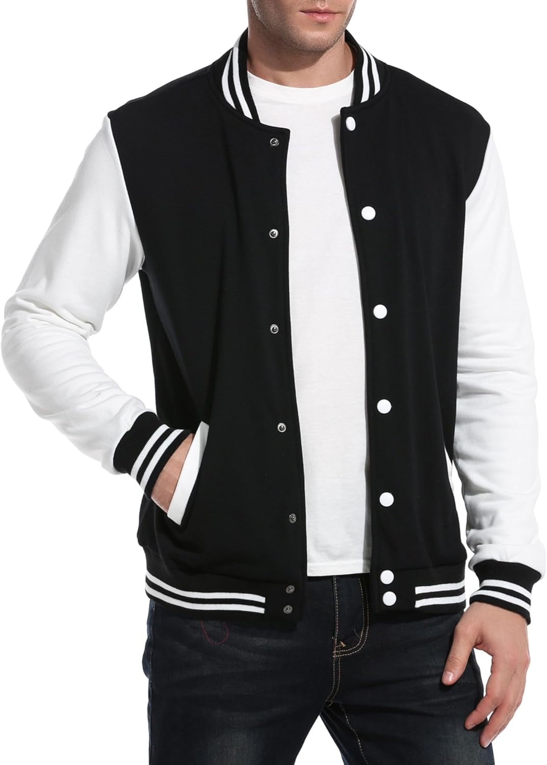 Men'S Fashion Varsity Jacket Causal Slim Fit Cotton Letterman Baseball Bomber Jackets