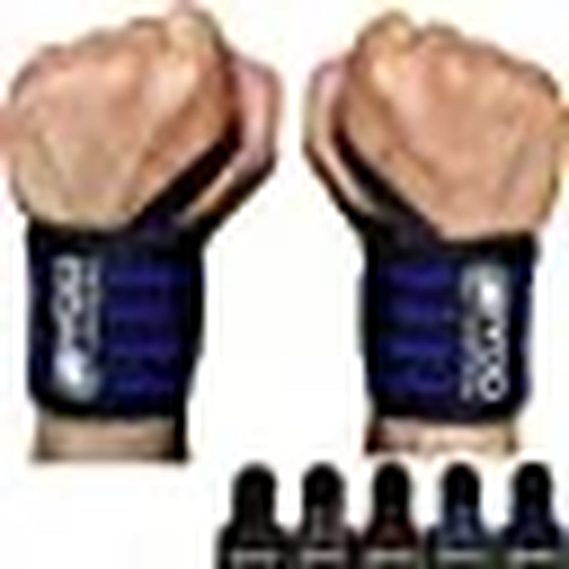 Durable Unisex Black & Dark Blue Weightlifting Wrist Wraps (1 Pair)