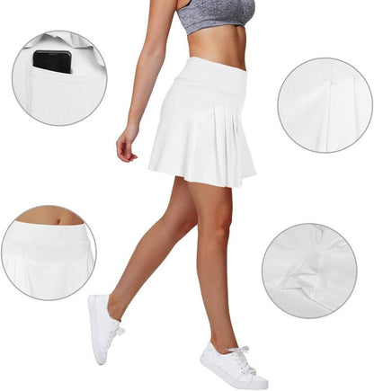 Womens Tennis Skirt Pleated Workout Golf Skirts with Pockets Lightweight Skorts for Tennis Golf Running Yoga