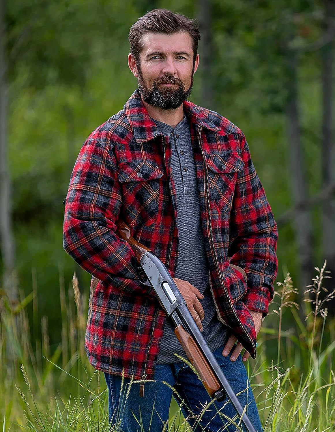 Men'S Sherpa Lined Shirt Jacket Flannel Shacket Fully Insulated