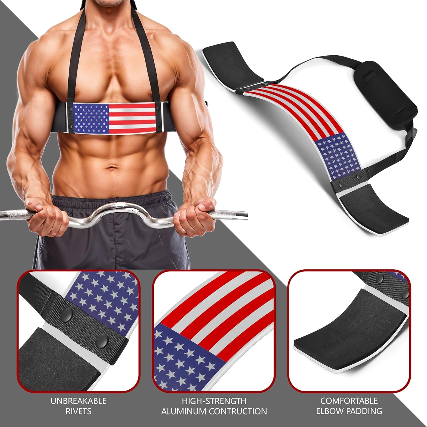 DEFY Arm Blaster for Biceps and Triceps Adjustable Curl Support with Durable 7Mm Aluminum Plate and Neck Pad for Strength Training Bodybuilding Isolator Curl Machine