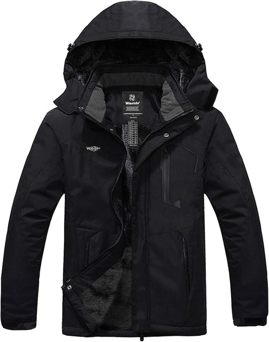 Men'S Mountain Waterproof Ski Jacket Windproof Rain Jacket Winter Warm Hooded Coat