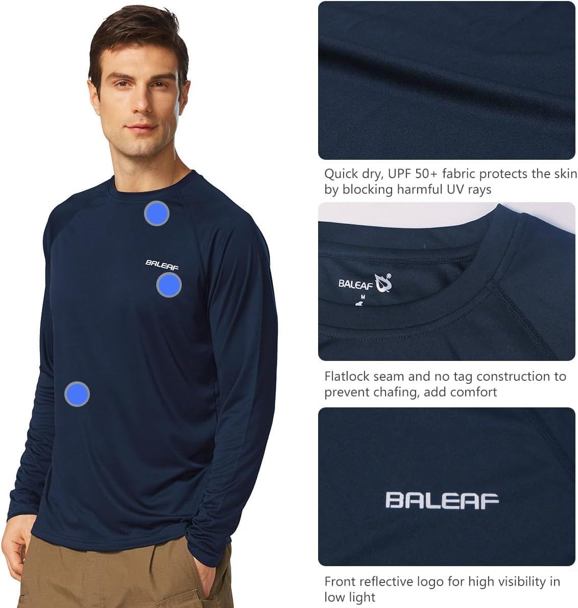 Men'S Sun Protection Shirts UV SPF UPF 50+ Long Sleeve Rash Guard Fishing Running Quick Dry Lightweight