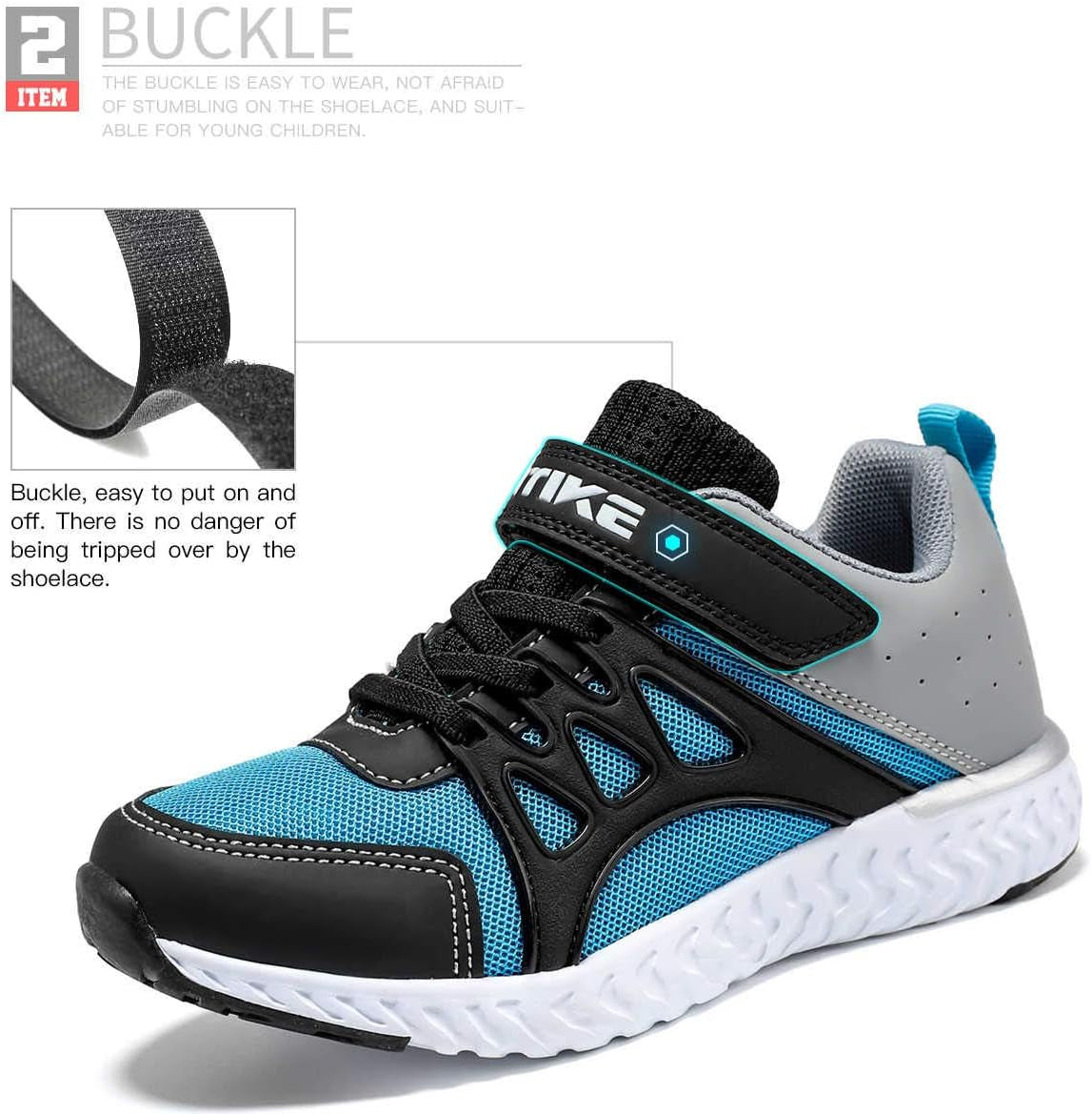 Kids Sneakers for Boys Girls Tennis Shoes Running Sneaker Lightweight Walking Shoes Athletic Air Shoes,Blue Orange,33 EU