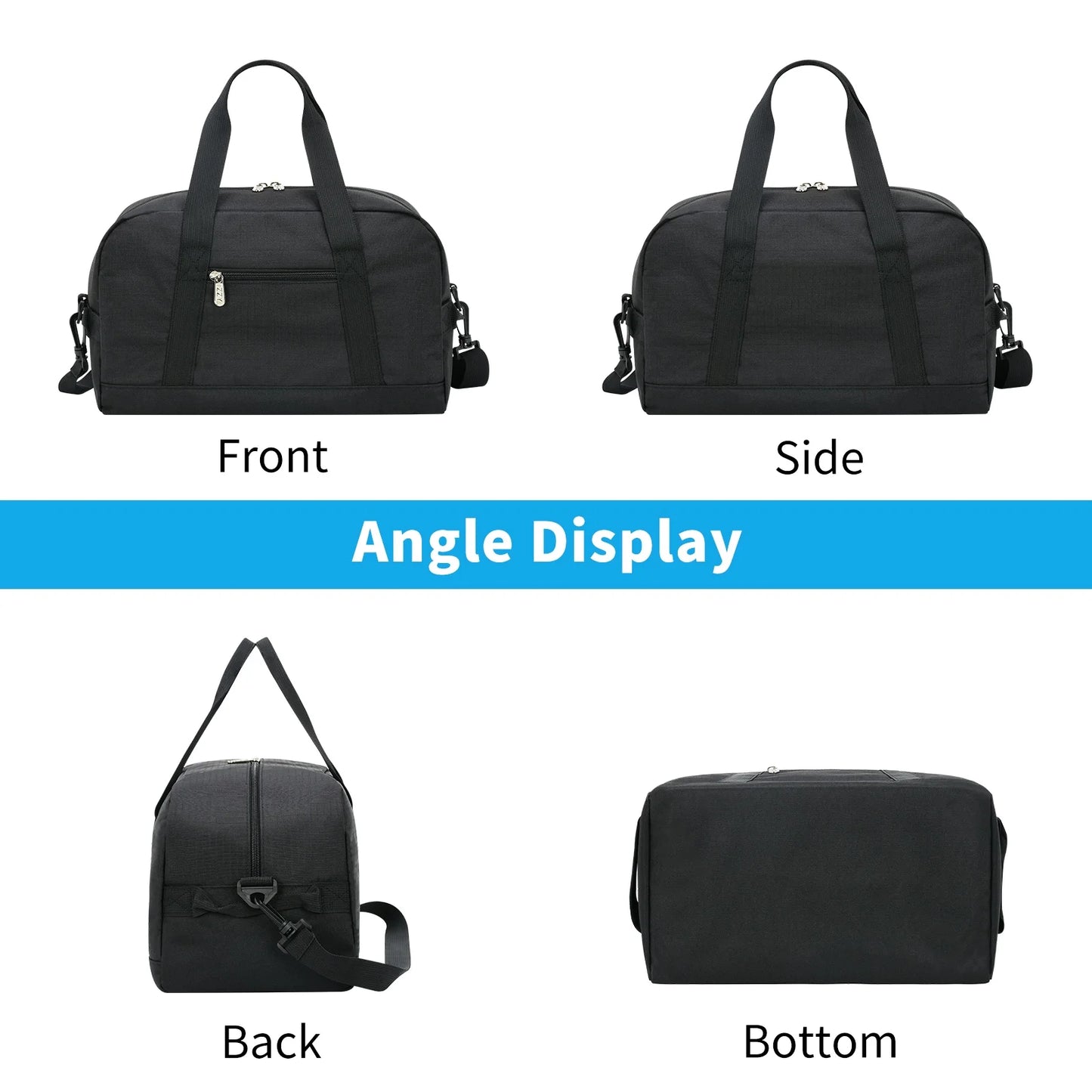 14" Carry-On Mini Duffel Bag for Travel Sport, Black