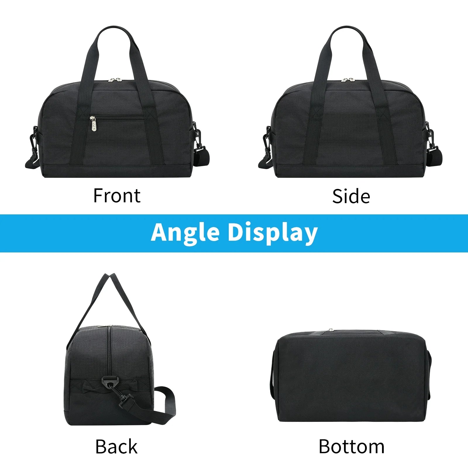 14" Carry-On Mini Duffel Bag for Travel Sport, Black