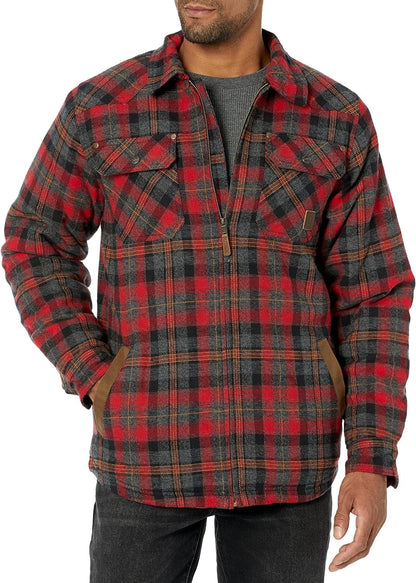 Men'S Sherpa Lined Shirt Jacket Flannel Shacket Fully Insulated